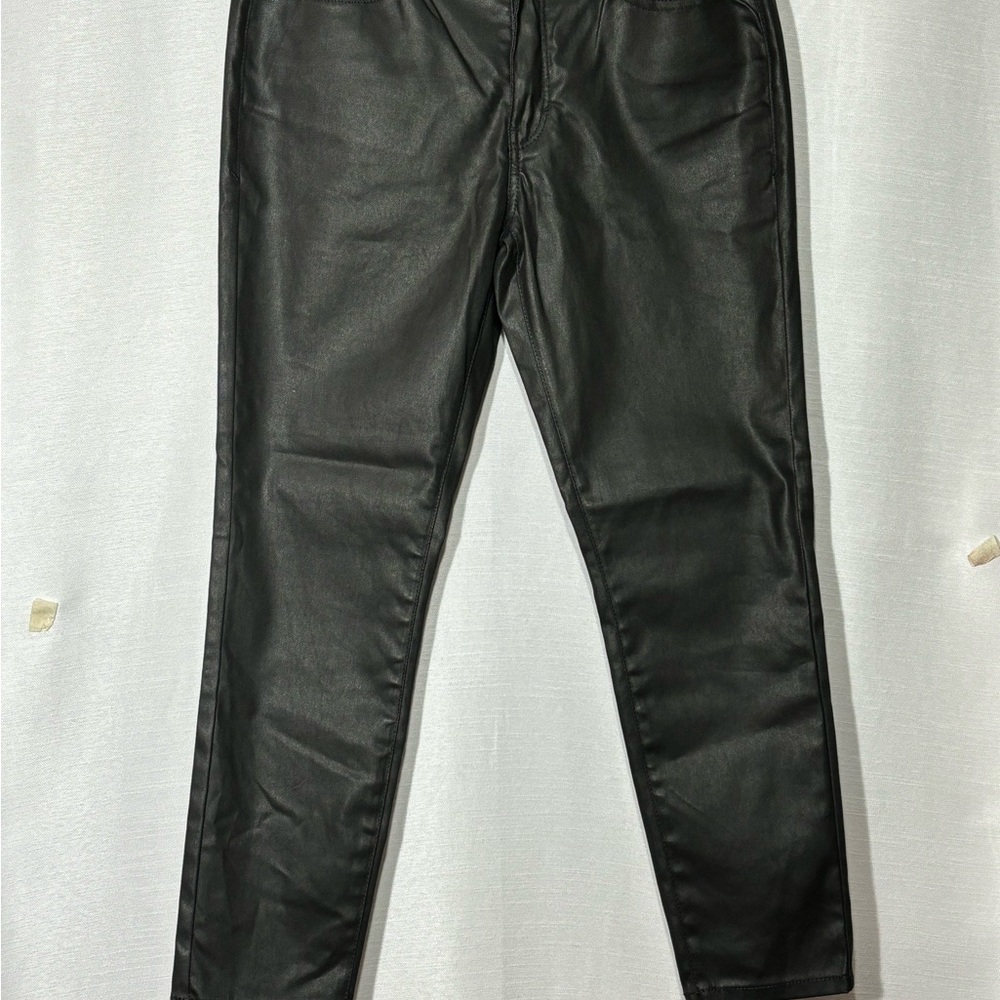 A.N.A Black Dark Rinse leather look Denim High Rise Skinny Jeans 6P Sexy!Petite